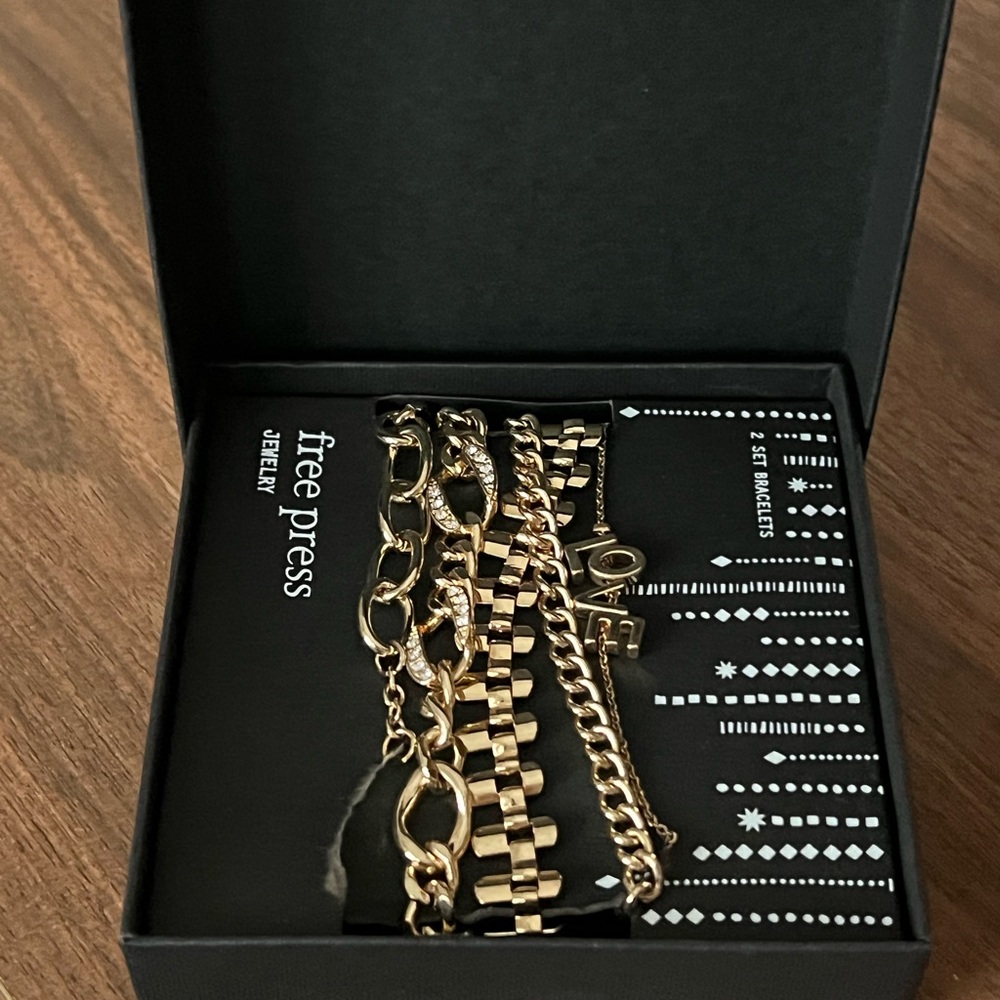 Free Press Gold Watch Link Bracelet Sets 2 Bracelets Elegant Design Gold Nordstr